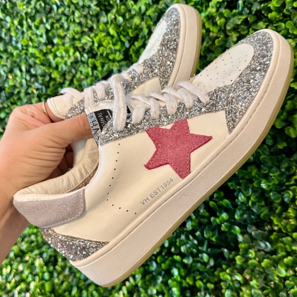 Vintage Havana Glitter Star Sneakers - White and Pink